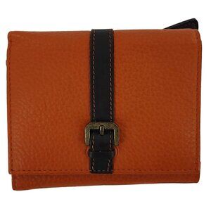 ADRIENNE VITADINI  Rust Leather Bi-Fold Wallet Credit Card and Zip Coin Pocket